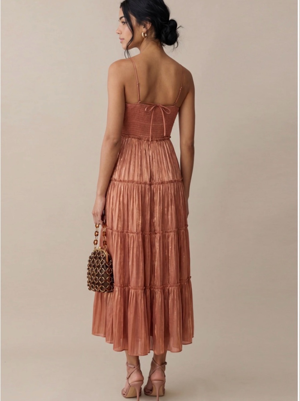 Alexis Copper-Tone Halter Tiered Maxi Dress - Picture 4 of 4